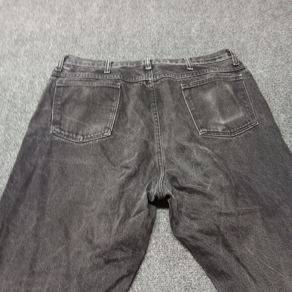 Vintage Legendary Gold Jeans Men 38x32 Black Regular Fit Straight Leg Whiskered - Picture 4 of 11
